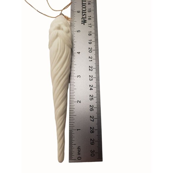 Santa Claus Icicle Christmas Ornaments Ceramic White Set of 2 - Picture 6 of 6